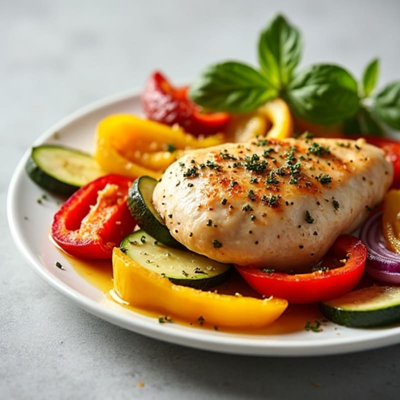 Fresh Herb-Roasted Chicken with Rainbow Vegetables