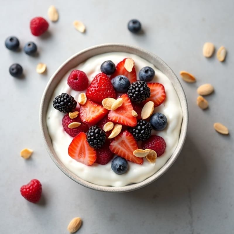 Creamy Greek Yogurt with Fresh Berries and Crunchy Almonds