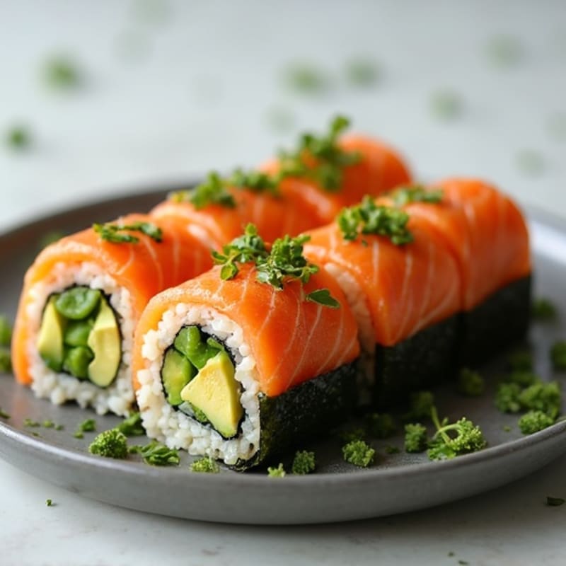 Fresh Salmon Avocado Brown Rice Rolls