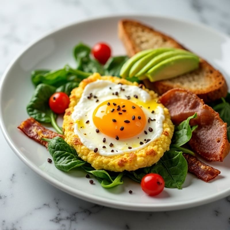 Egg White Scramble with Spinach and Turkey Bacon
