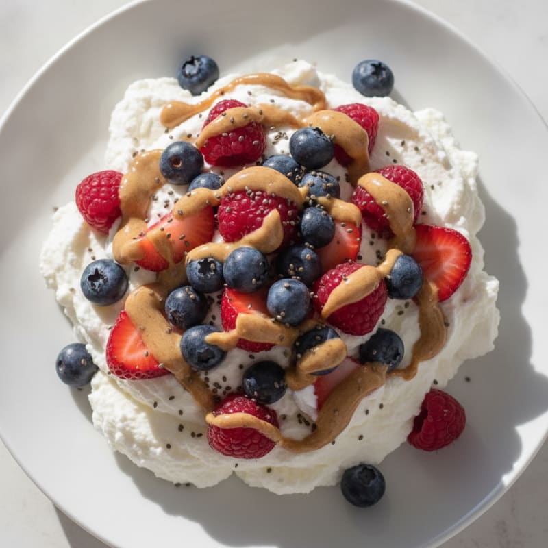 Greek Yogurt Protein Mousse with Mixed Berries