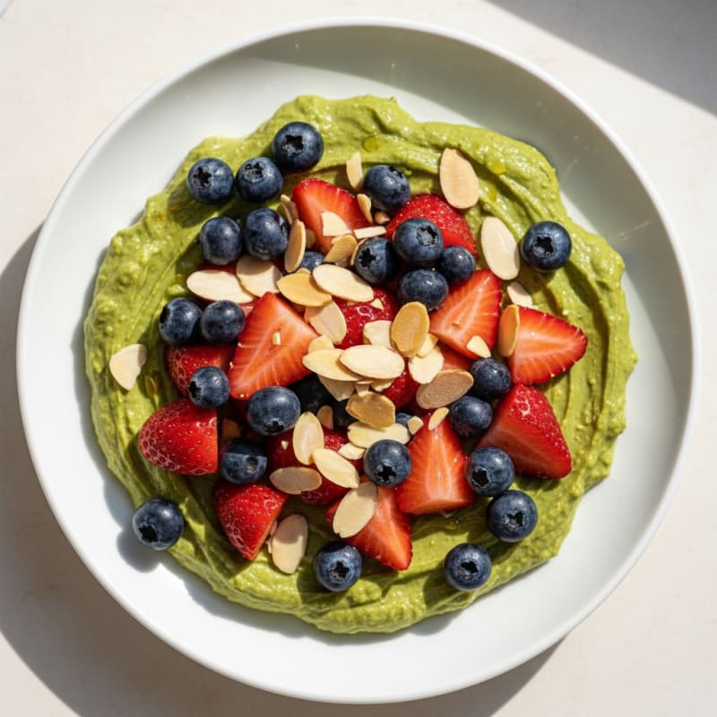 Creamy Matcha Protein Yogurt with Fresh Berries