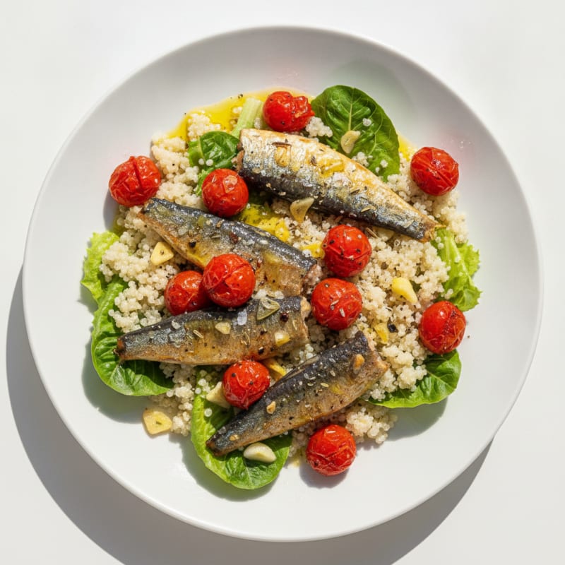 Sardine Quinoa Platter with Roasted Tomatoes