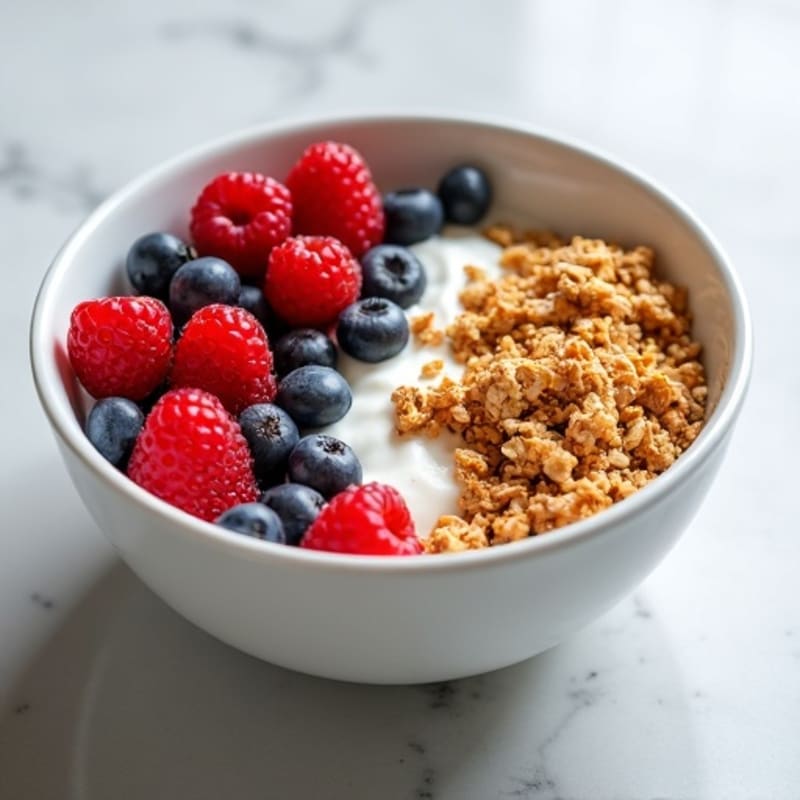 Creamy Greek Yogurt Bowl with Fresh Berries and Crunchy Granola