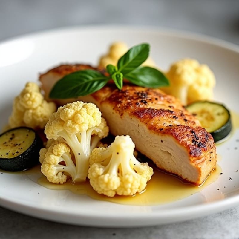 Seared Turkey Breast with Roasted Cauliflower and Zucchini