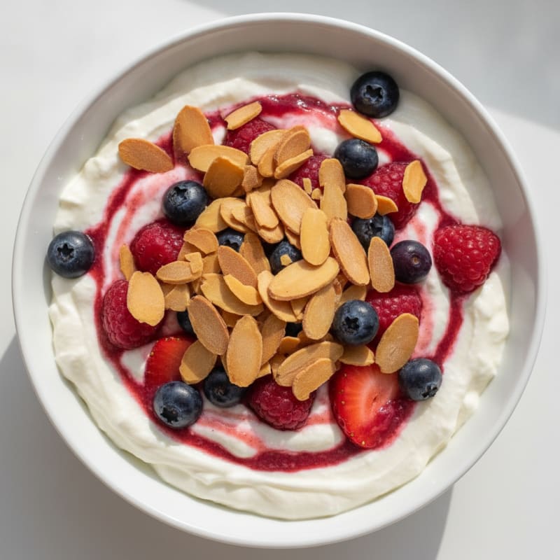 Greek Yogurt Protein Parfait with Berries and Almonds