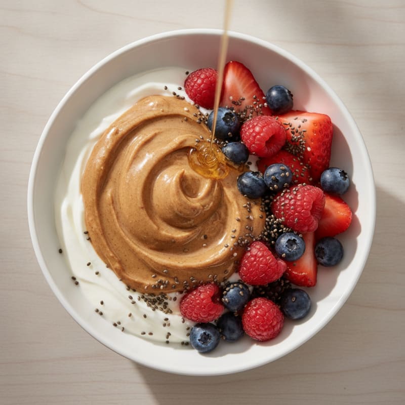 Creamy Greek Yogurt Bowl with Mixed Berries and Almond Butter