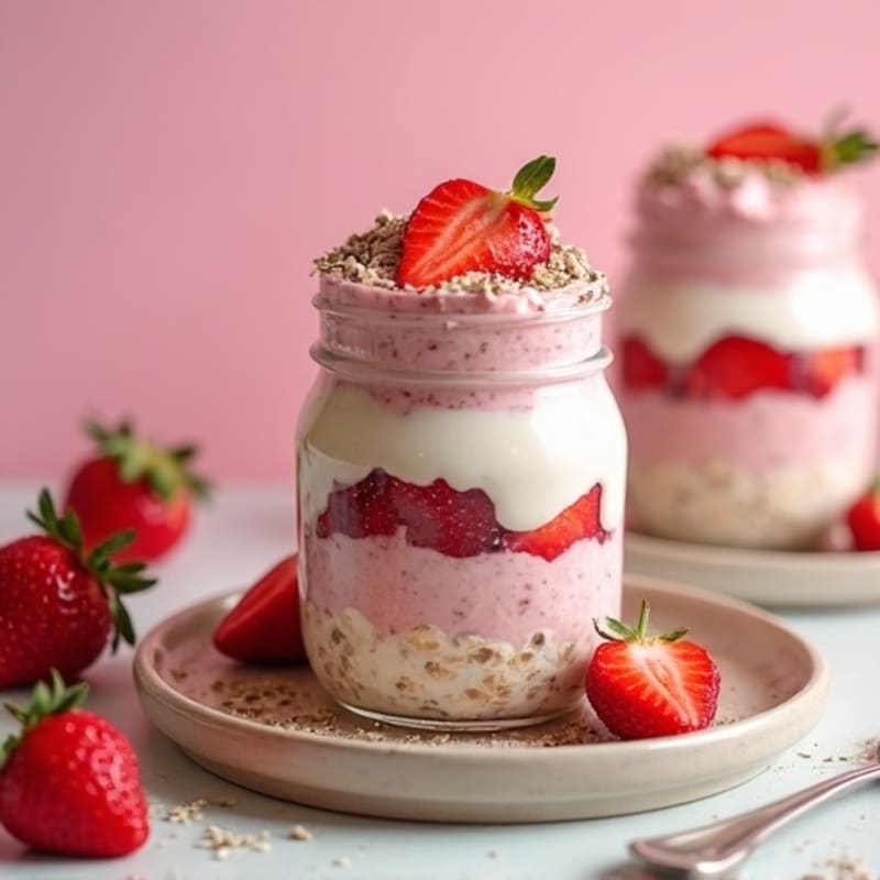 Healthy Strawberry Shortcake Overnight Oats
