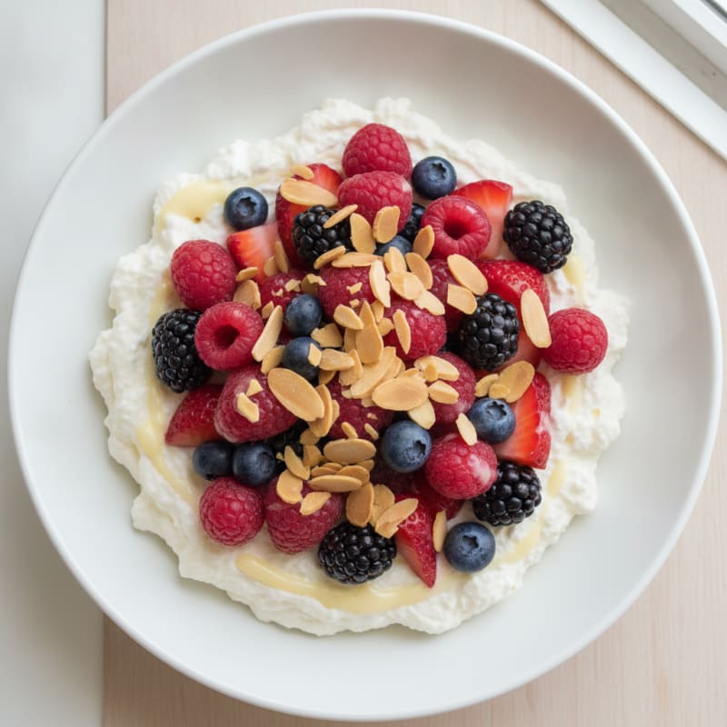 Greek Yogurt Protein Pudding with Mixed Berries