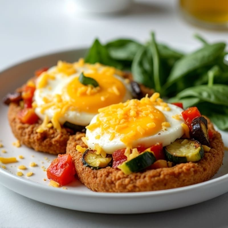 Baked Cheesy Eggs with Roasted Vegetables