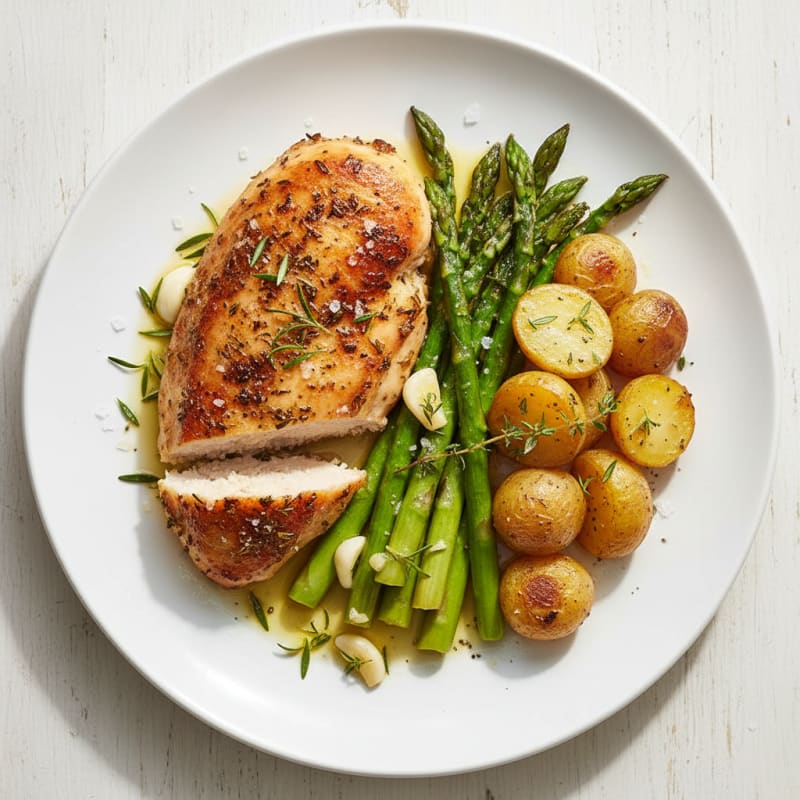 Lemon-Herb Roasted Chicken with Asparagus