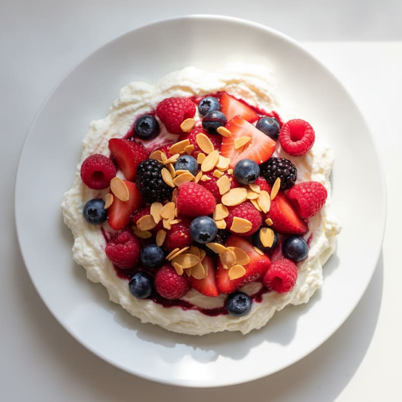 Greek Yogurt Protein Mousse with Mixed Berries