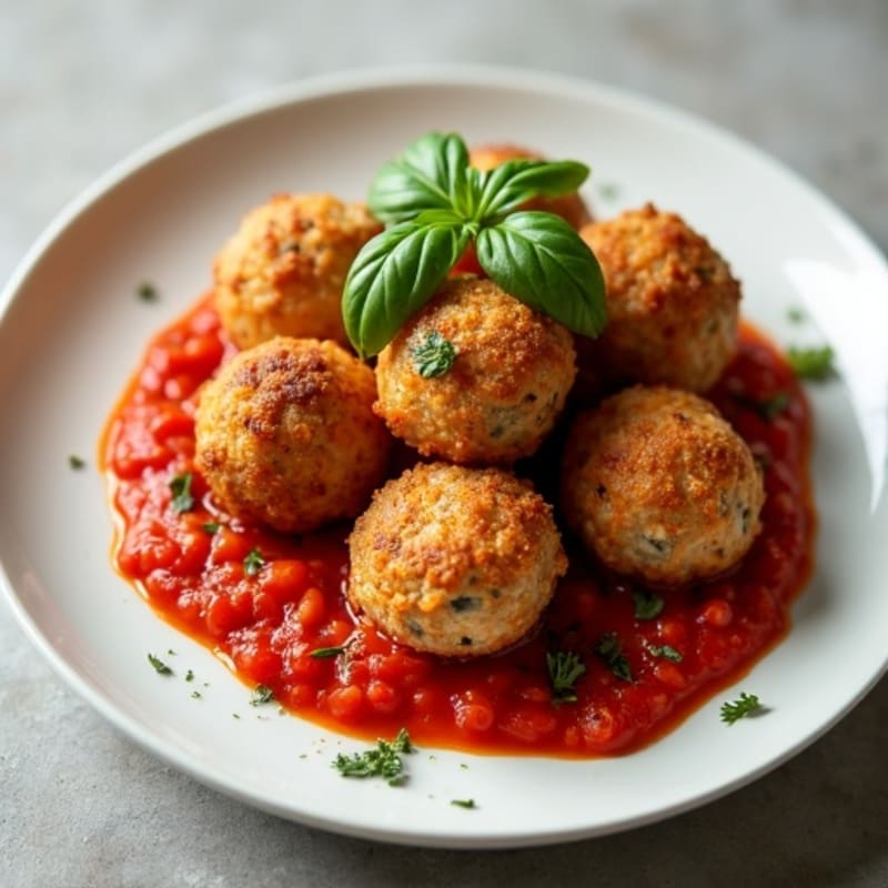 Crispy Baked Chickpea Meatballs with Fresh Marinara