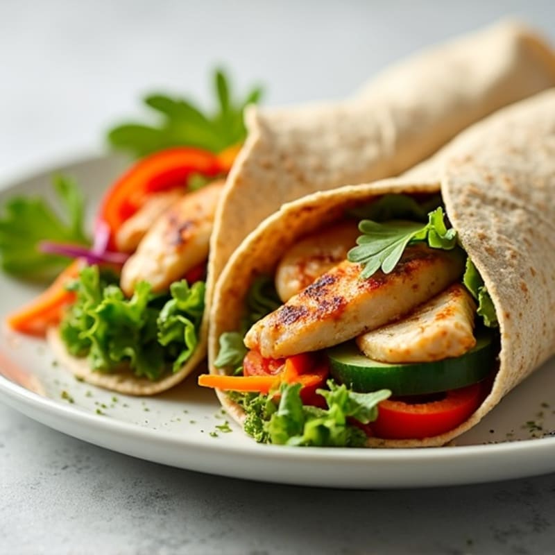 Lemon-Garlic Grilled Chicken and Fresh Veggie Wrap