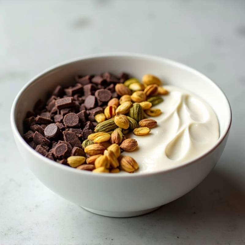 Protein-Packed Greek Yogurt Bowl with Crunchy Pistachios and Dark Chocolate