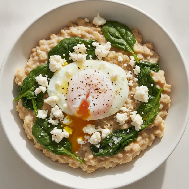Savory Spinach and Egg White Oatmeal Bowl
