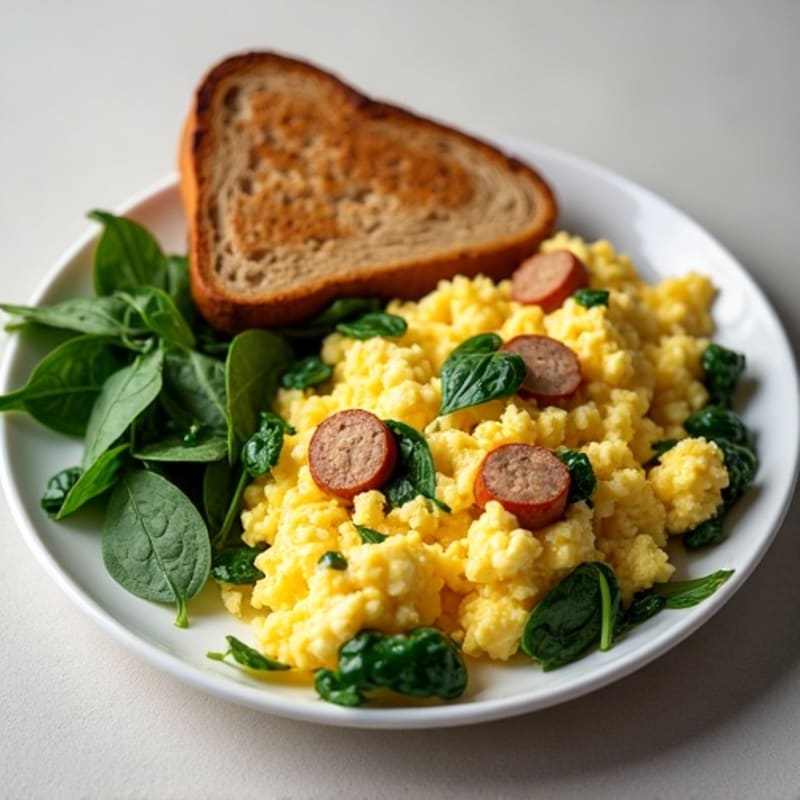 Egg White Scramble with Spinach and Turkey Sausage