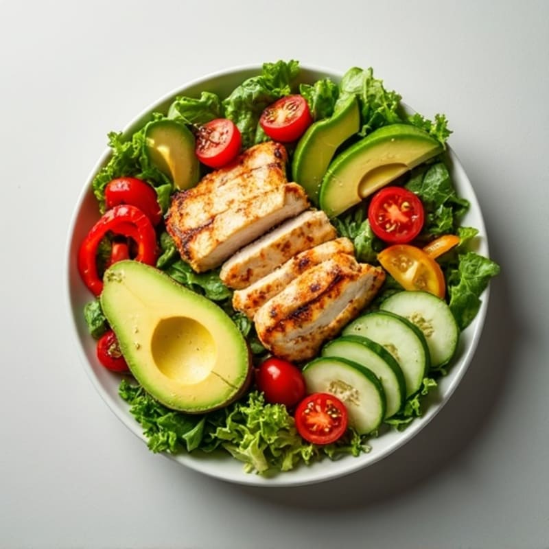 Grilled Chicken and Crisp Avocado Salad Bowl