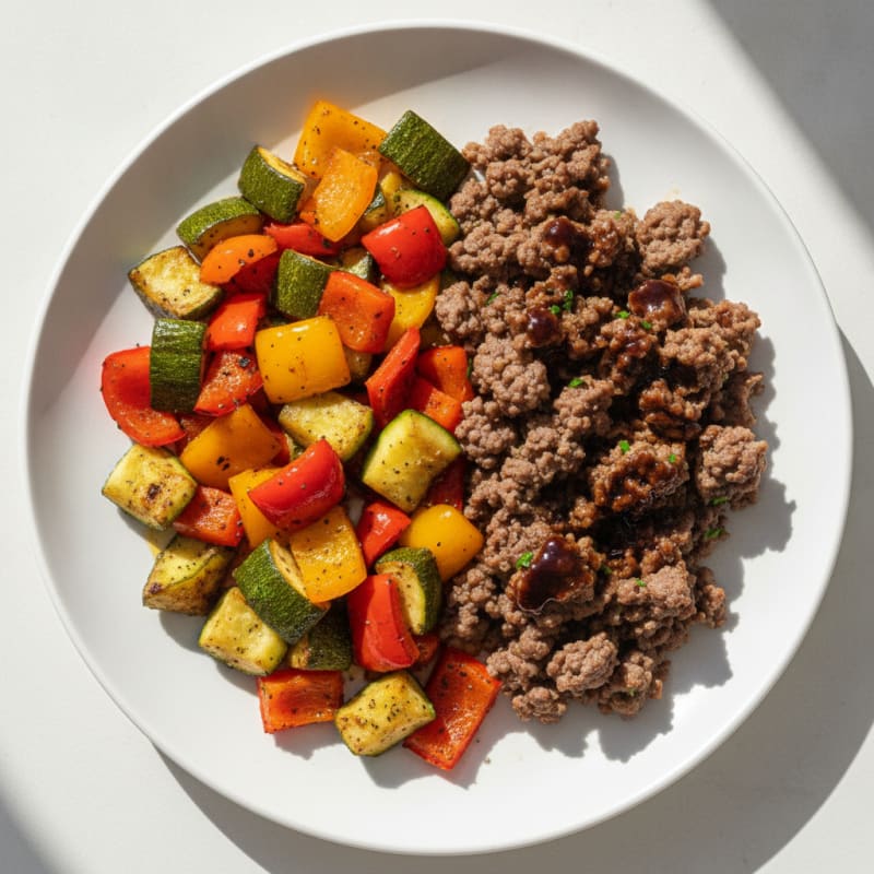 Ground Beef and Roasted Vegetable Plate