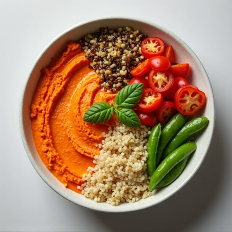 Creamy Roasted Red Pepper Hummus Bowl