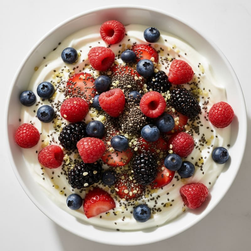 Fage Yogurt Bowl with Whey Protein, Mixed Berries and Chia Seeds