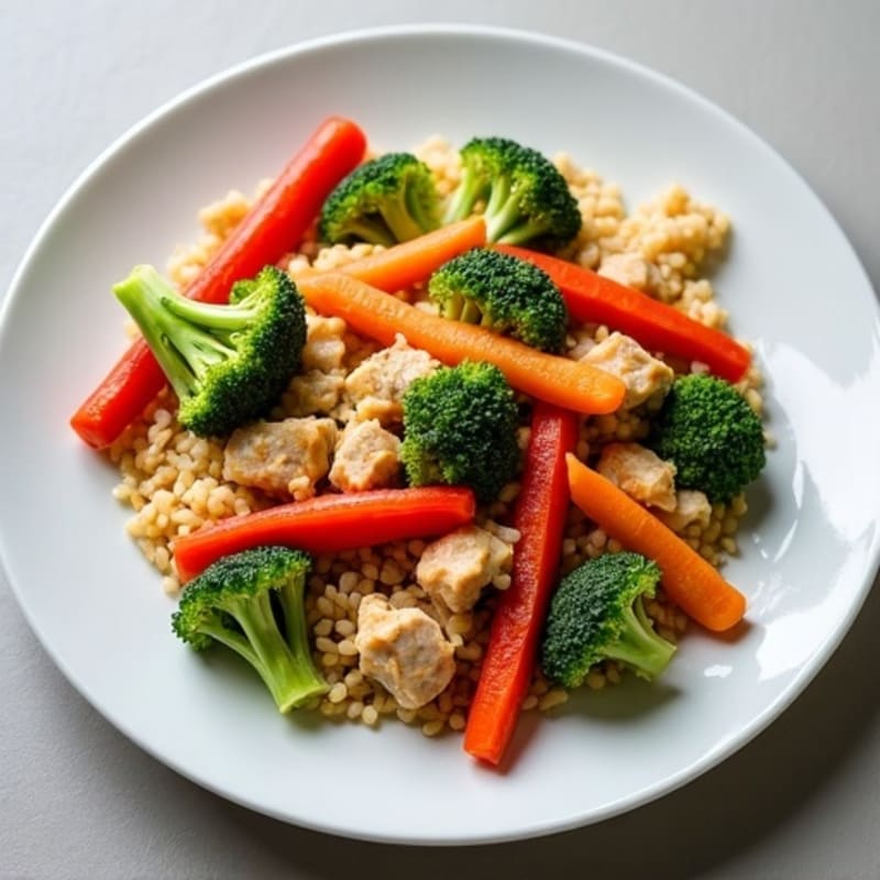 Chicken and Fresh Vegetable Brown Rice Stir-Fry