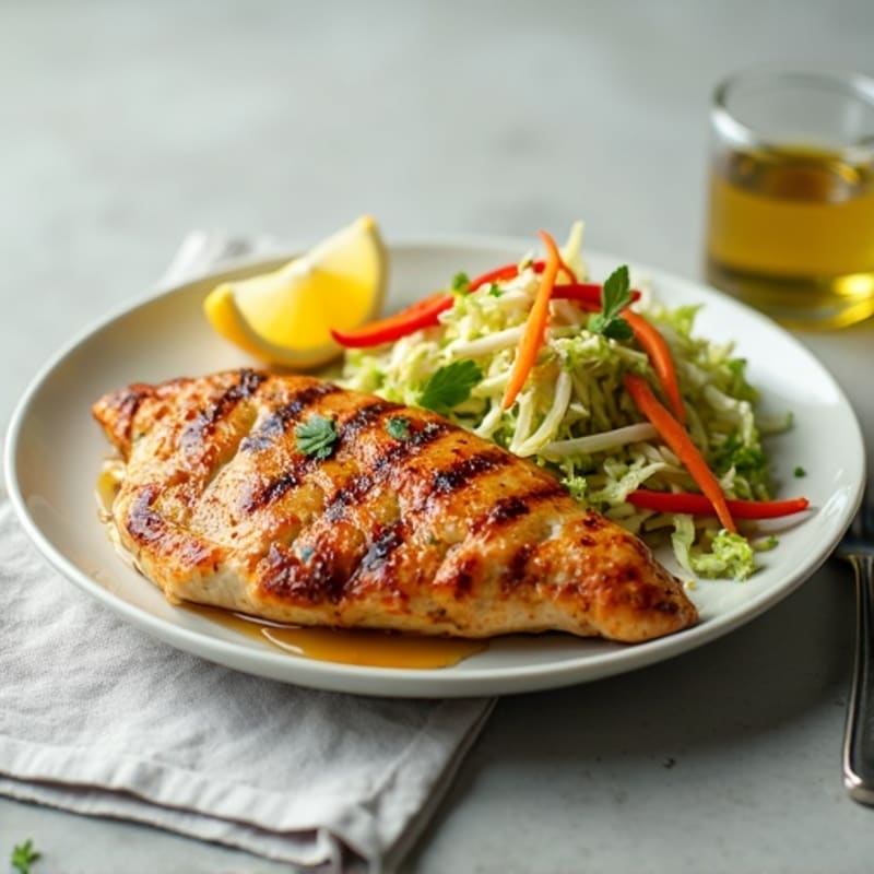 Grilled Chicken Breast with Crunchy Cabbage Slaw