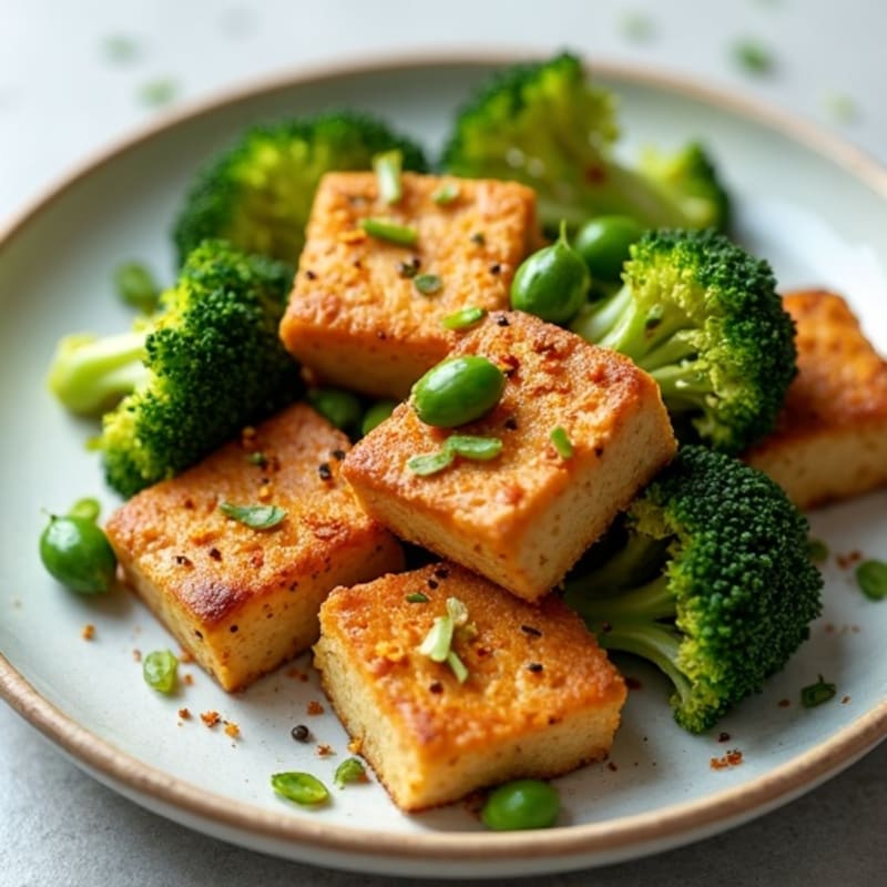Crispy Tofu with Roasted Broccoli