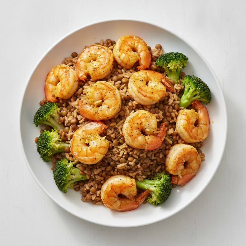 Turmeric Shrimp with Ginger Brown Rice