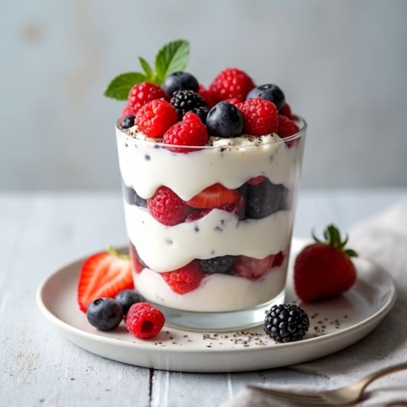 Greek Yogurt Protein Parfait with Mixed Berries