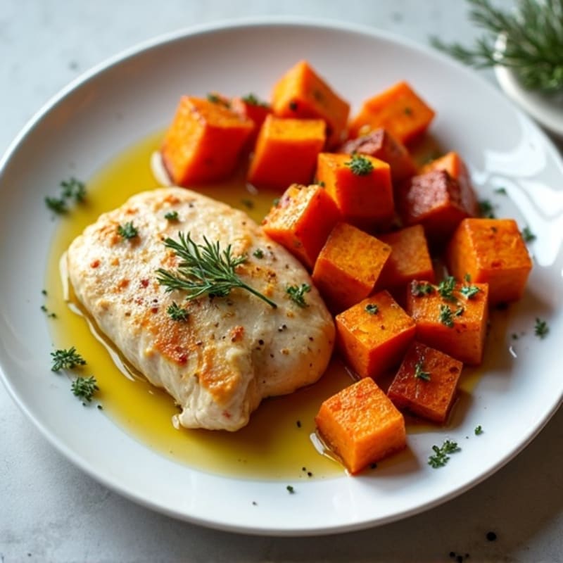 Basic Sheet Pan Chicken with Roasted Sweet Potatoes