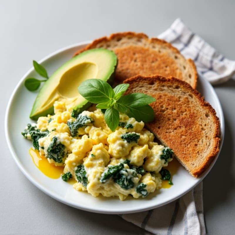 Egg White and Spinach Scramble with Cottage Cheese
