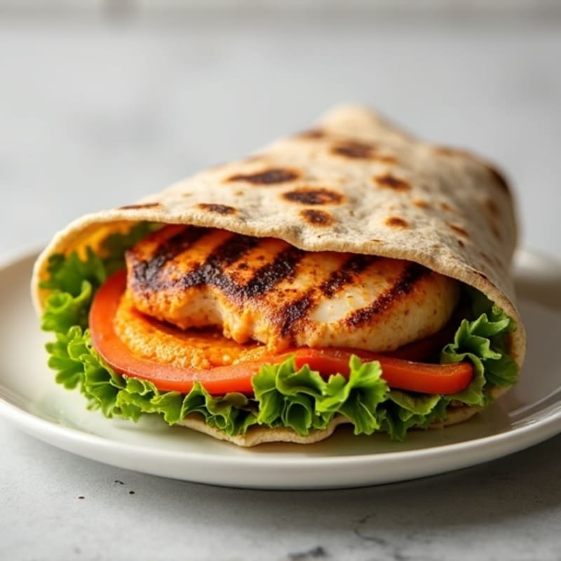 Grilled Chicken Breast with Roasted Red Pepper Hummus Wrap