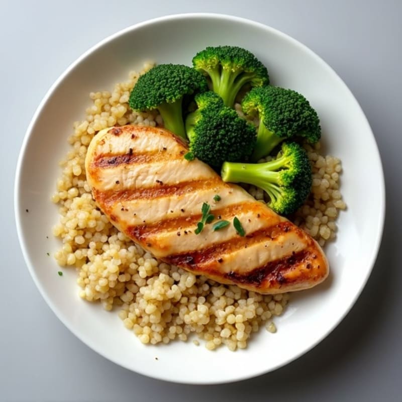 Grilled Chicken Breast with Quinoa and Steamed Broccoli