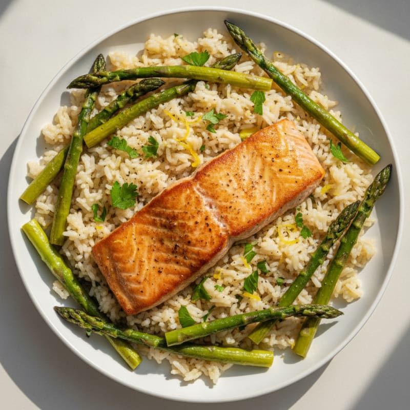 Pan-Seared Salmon with Lemon-Herb Rice