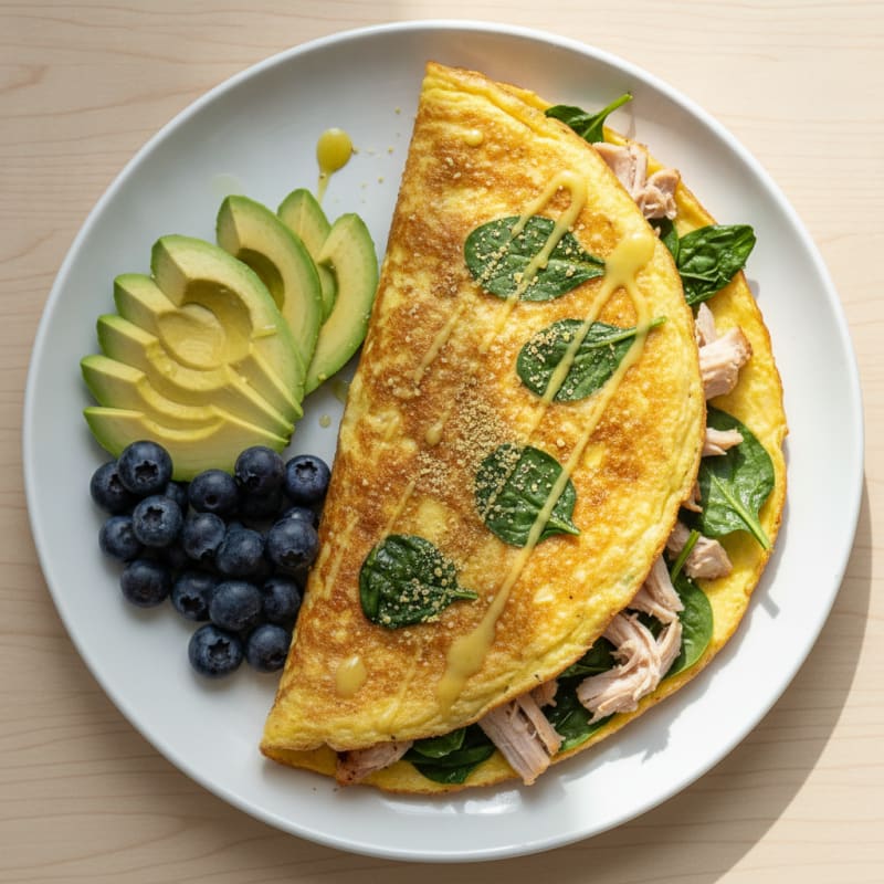 Crispy Egg White Omelet with Turkey and Spinach