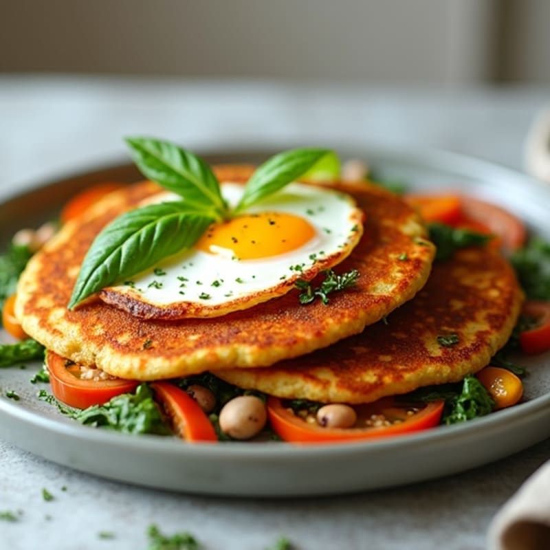 High-Protein Chickpea Pancakes with Spiced Vegetables