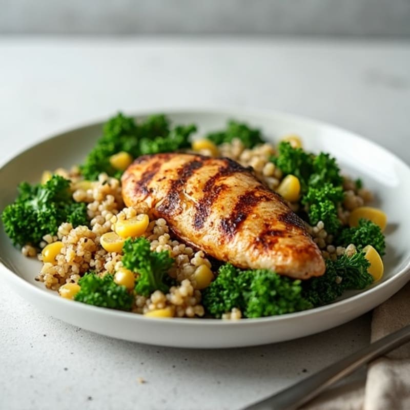 Grilled Chicken Breast with Crunchy Kale and Quinoa Salad