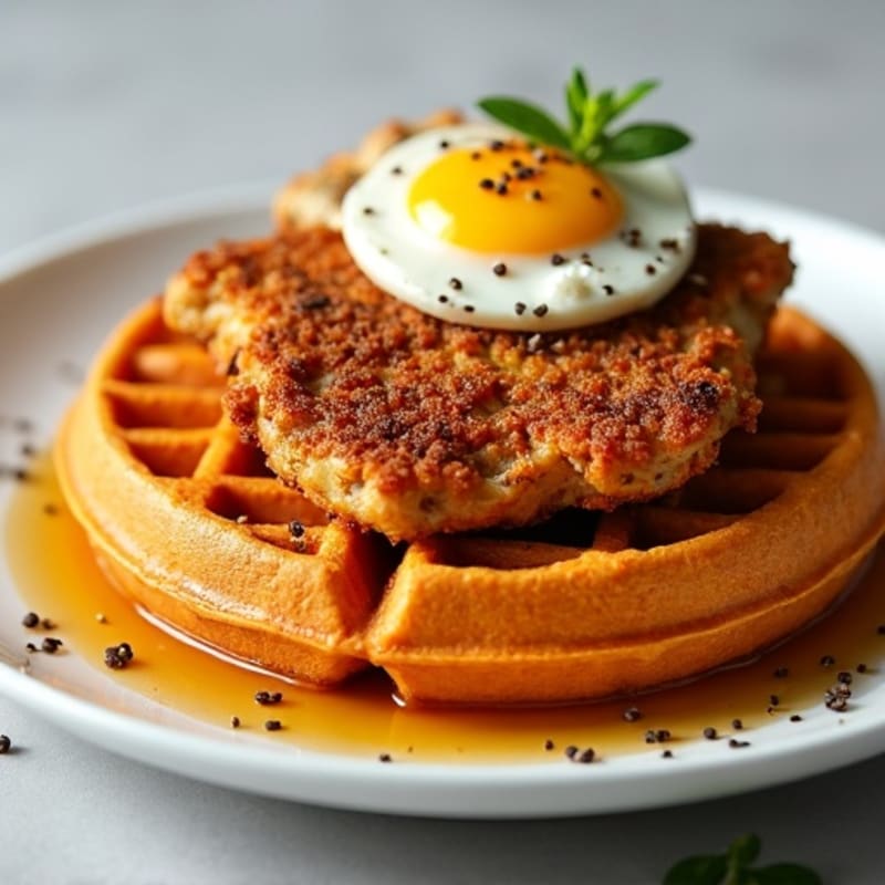 Crispy Almond-Crusted Chicken with Sweet Potato Waffles