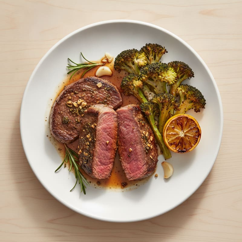 Herb-Seared Sirloin with Roasted Broccoli