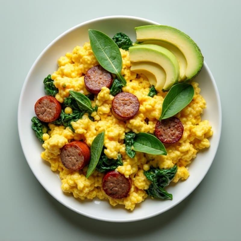 Egg White and Turkey Sausage Scramble with Spinach