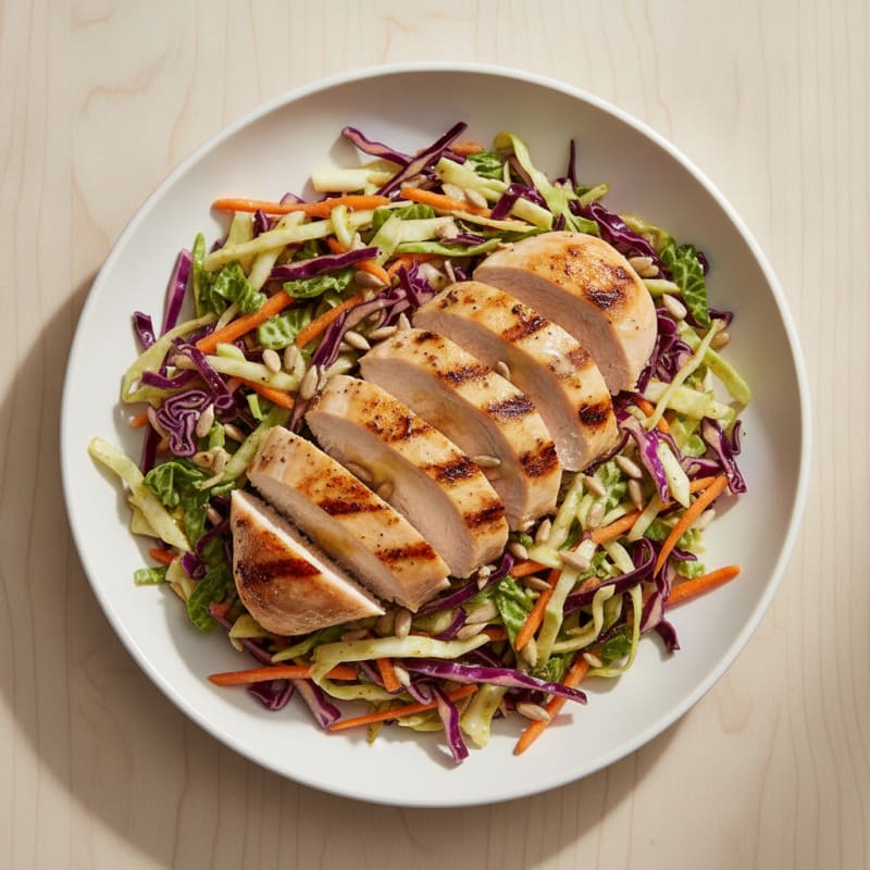 Grilled Chicken Breast with Crunchy Cabbage Slaw
