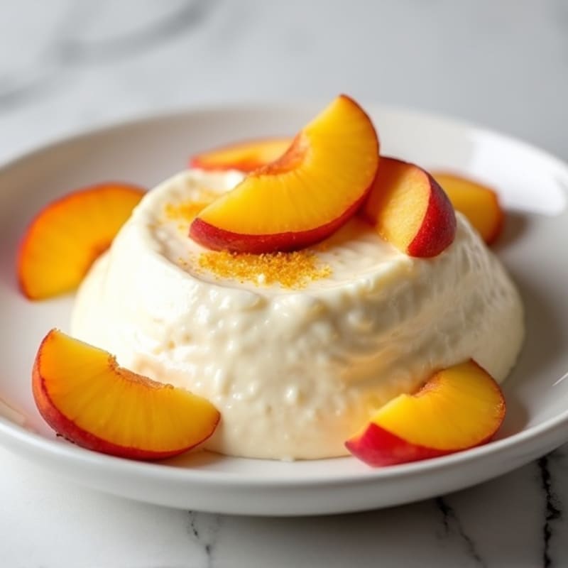 Cottage Cheese Protein Mousse with Sliced Peaches