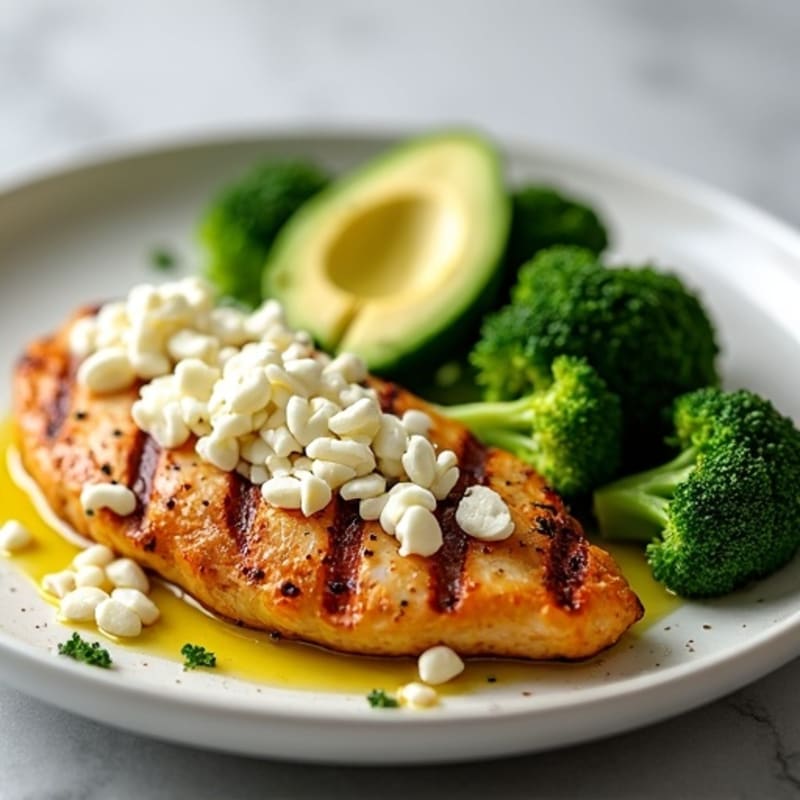 Grilled Chicken Breast with Roasted Broccoli and Shredded Cheese