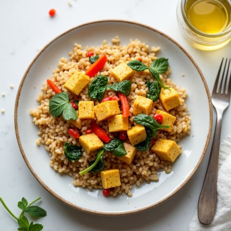 Silky Tofu and Vegetable Scramble with Brown Rice