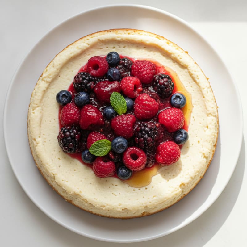 Greek Yogurt Protein Cheesecake with Mixed Berries