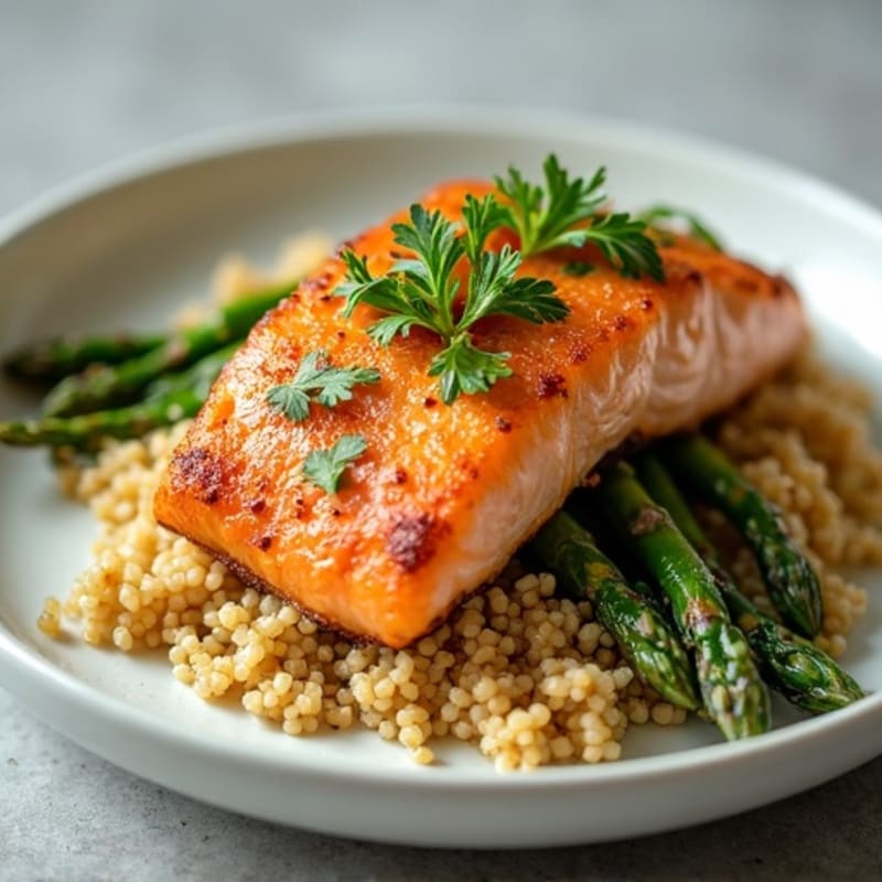 Crispy Baked Salmon with Roasted Asparagus and Quinoa
