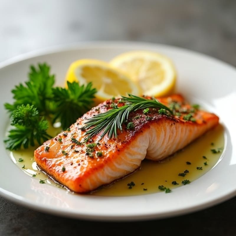 Herb-Crusted Pan Seared Salmon with Lemon