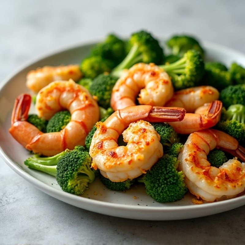 Garlic Butter Pan-Seared Shrimp with Roasted Broccoli