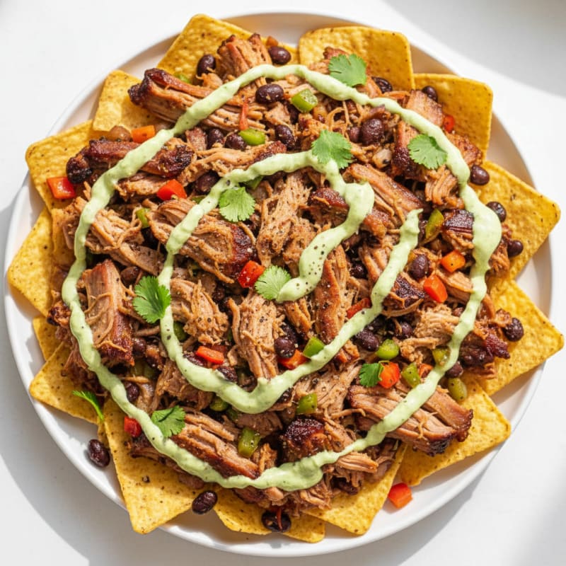 Smoky Pulled Pork Nachos with Zesty Crema